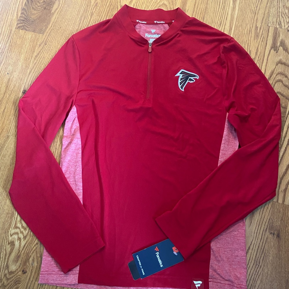 NWT Fanatics Falcons Red Quarter-Zip Long Sleeve 1/4 Zip